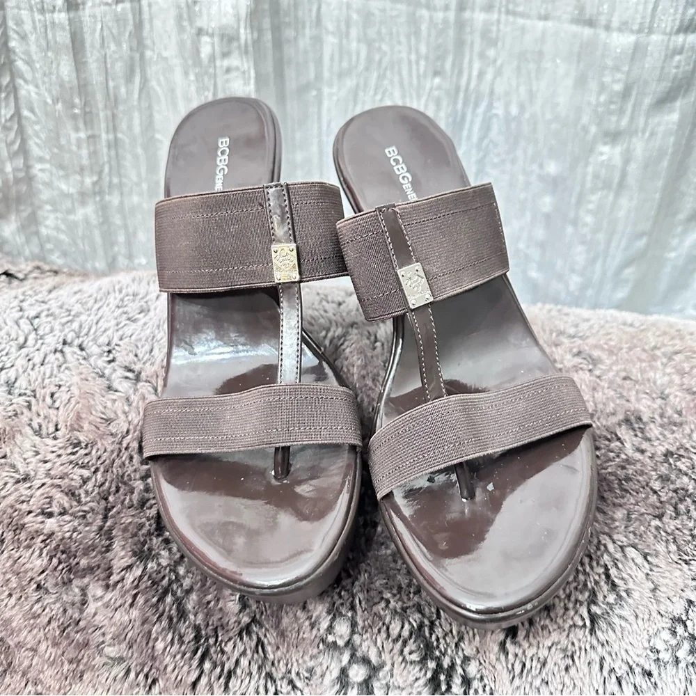 BCBGeneration Dark Brown Wedge Sandals 9.5
